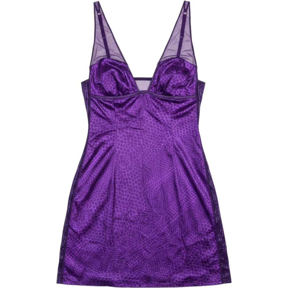 Purple Slip Dress Snakeskin Print Mini Lingerie L Purple Women Sexy Clubwear